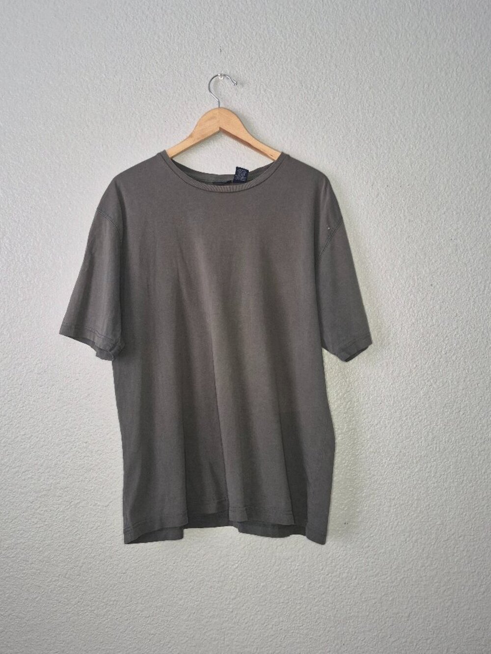 Cherokee Mens Large Gray Solid Cotton Crew Neck Short Sleeve T-Shirt
